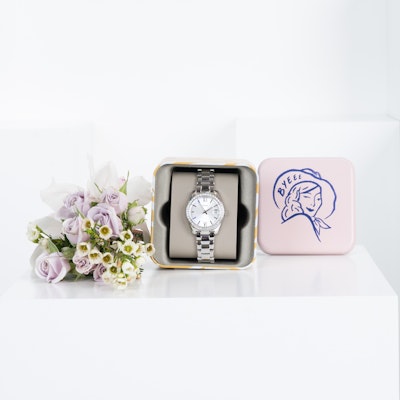Fossil Lady SS Watch With Flowers