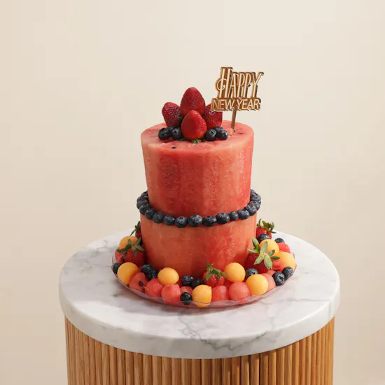 Fruitful Day Happy New Year 2-Tier Fruit Cake