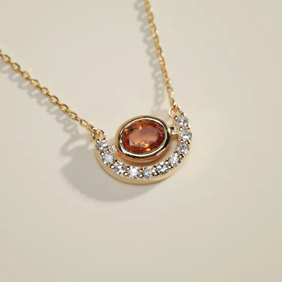 Gold Land Citrine and Diamond Gold Necklace