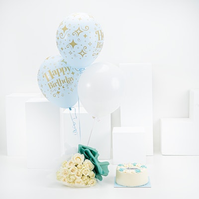 Secret's Blue Birthday Cake | White Roses