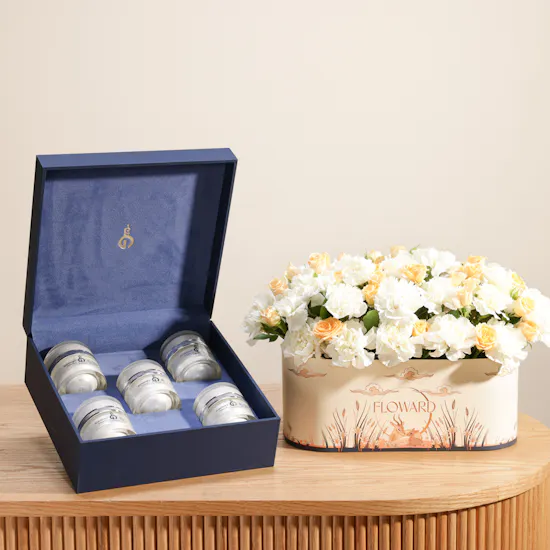 Alghawali Collection Oud and Bakhoor Set | Delicate Flower Box