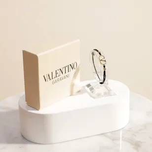Valentino Garavani VLogo Signature Black Cotton Bracelet