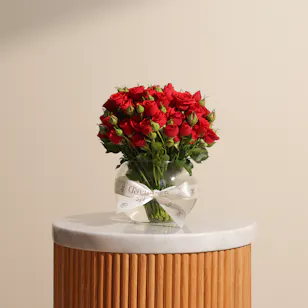 Red Baby Roses Vase | 18 Flowers Red Baby Roses Vase | 18 Flowers