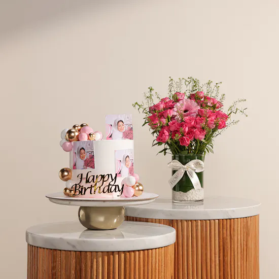 December Cake Personalized with Photo Birthday Cake | Happiness Flowers