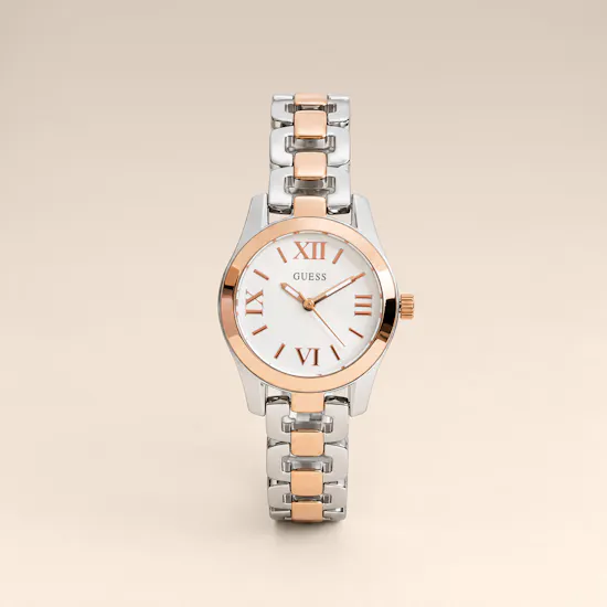 Guess Veda Two Tone Silver and Rose Gold Women's Watch