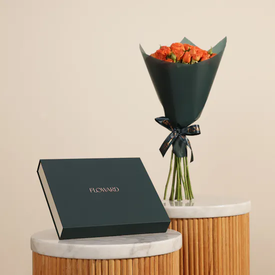 Floward Premium Chocolate Box | Cheerful Rose Bouquet