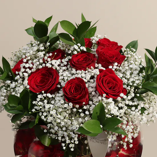 Red Beautiful Flowers Vase