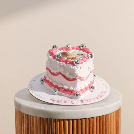 December Cake Personalized Photo Heart-Shaped Birthday Cake
