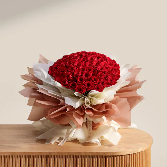 Romantic Red Roses Bouquet | 75 Flowers