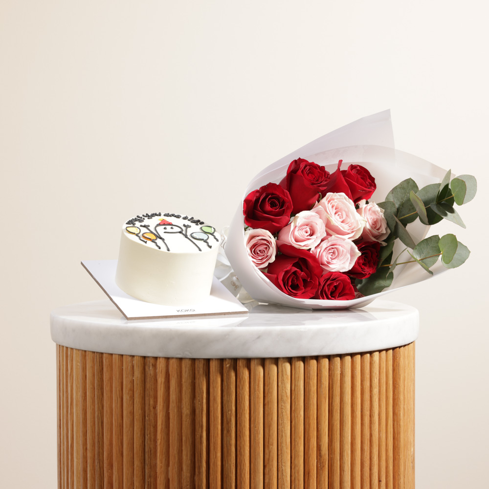 Koko Binto Happy Birthday Cake | Flowers Bouquet 