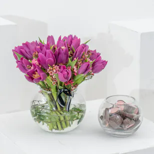 Purple Tulip with Chocolates