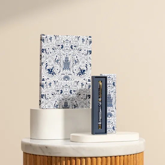 Harrods Royal Blue Notebook and Pen Office Set