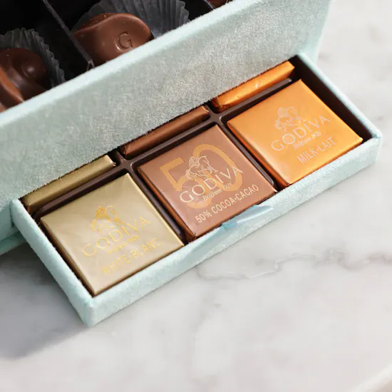 Godiva Luxury Velvet Mini Light Blue Chocolate Box