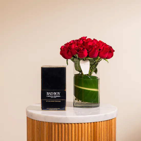 Carolina Herrera Bad Boy EDT | 20 Red Roses