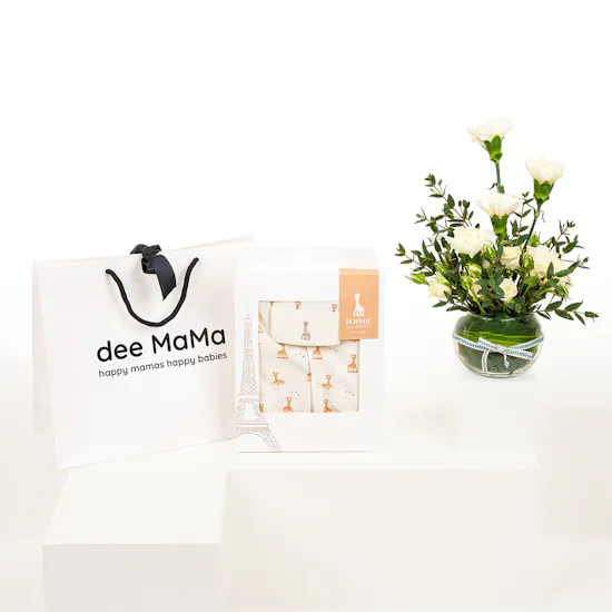 Dee Mama Sophie La Girafe Unisex Set | White Carnation