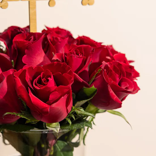 Happy Birthday Red Roses Vase