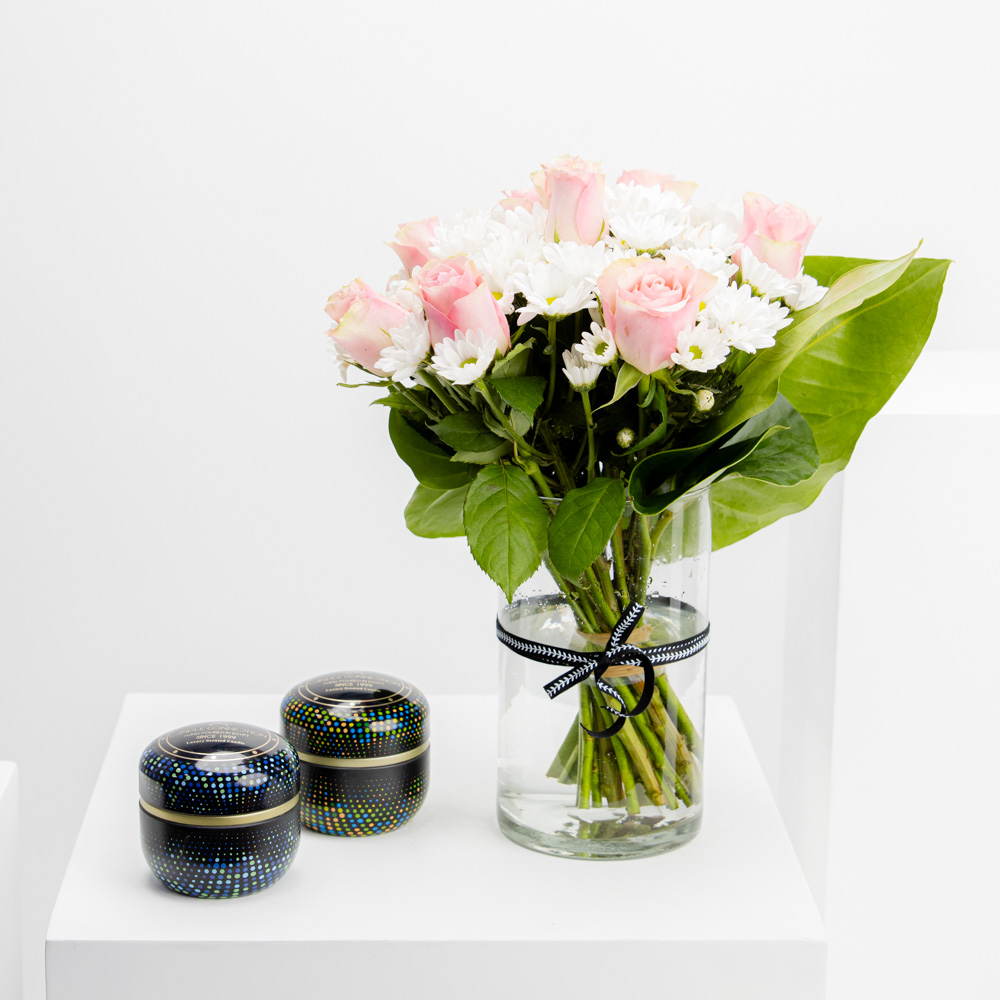 مجموعة كاندل كونكشن |  مزهرية الصيف الوردية