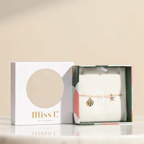 Miss L' Starfish and Seashell Chain Gold Bracelet