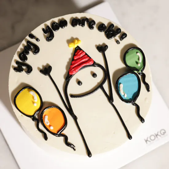 Koko Birthday Stickman Cake | Dreamy White Roses Bouquet