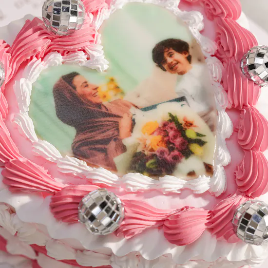 December Cake Personalized Photo Heart-Shaped Birthday Cake