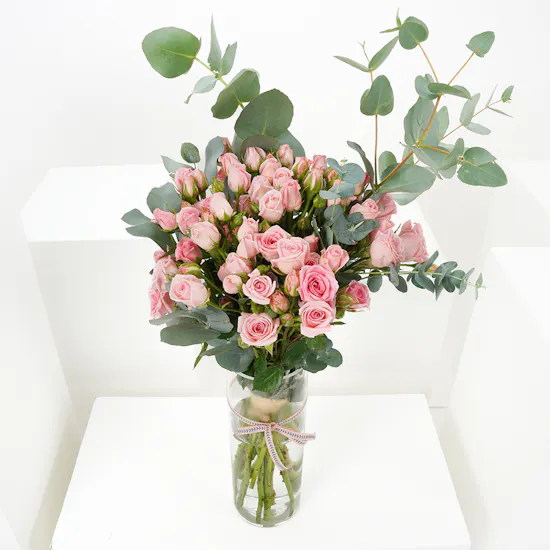 Pink Baby Roses | Glass Vase