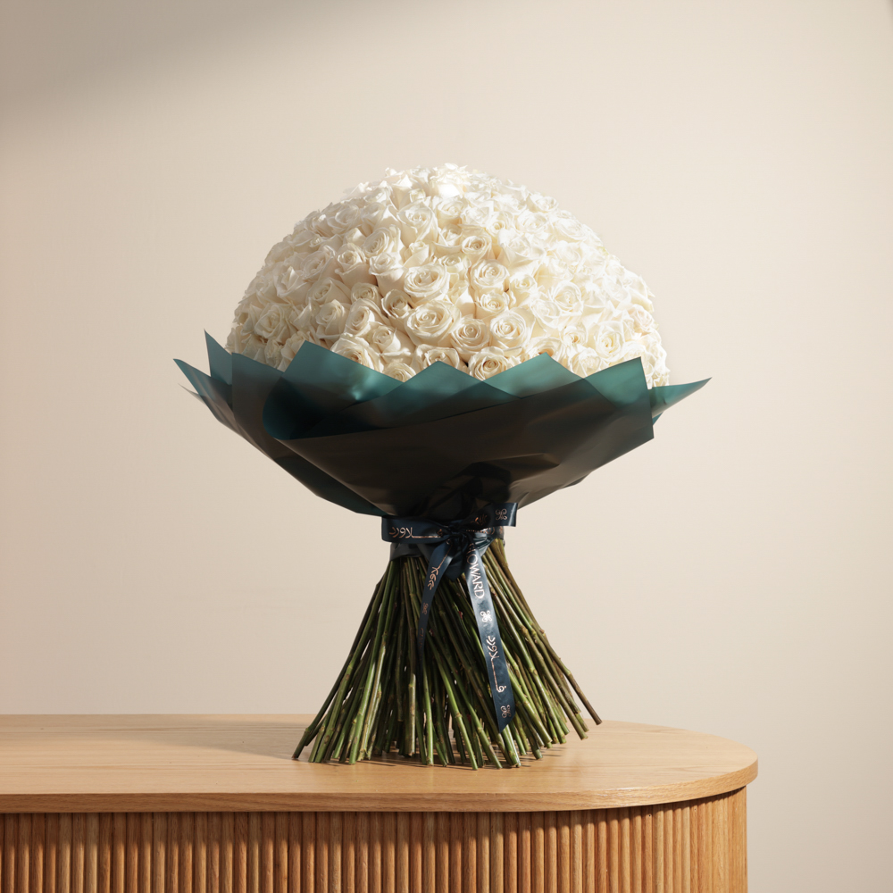 باقة جوري ابيض نقية | 250 زهرة