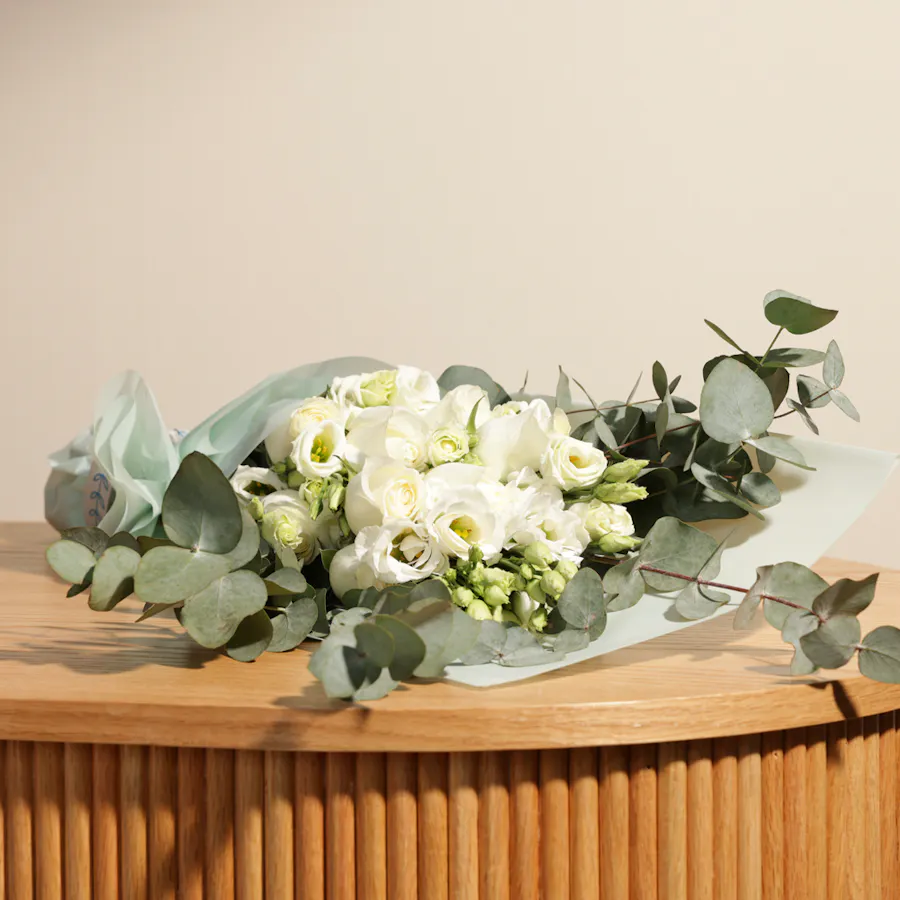 Shiny White Roses | Green Wrap 2