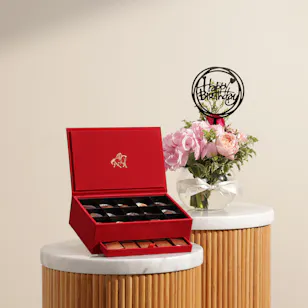 Godiva Royal Chocolate Box | Happy Birthday Flowers Vase Godiva Royal Chocolate Box | Happy Birthday Flowers Vase