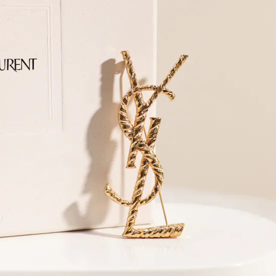 Saint Laurent Cassandre Brooch with Twisted Stripe Texture