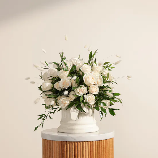 Pure White Roses Vase | 50 Flowers