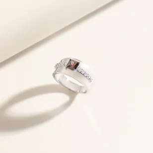 Floward Dark Brown Unisex Silver Ring | Size 8