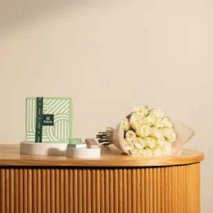 Patchi Chocolates Box | Delicate White Roses Bouquet
