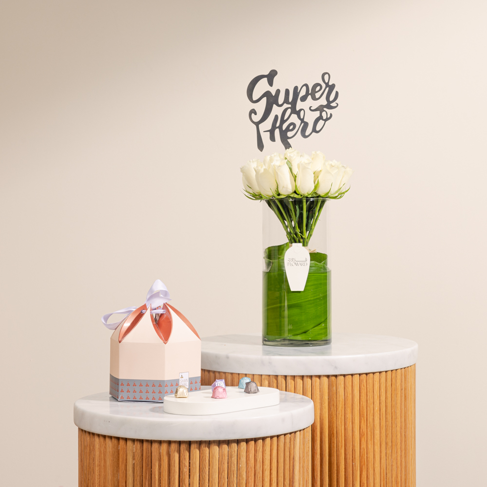 Shan Shal Chocolate Box | White Rose Vase