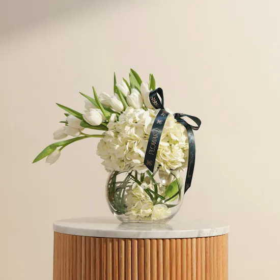 Graceful Hydrangea and Tulip Vase