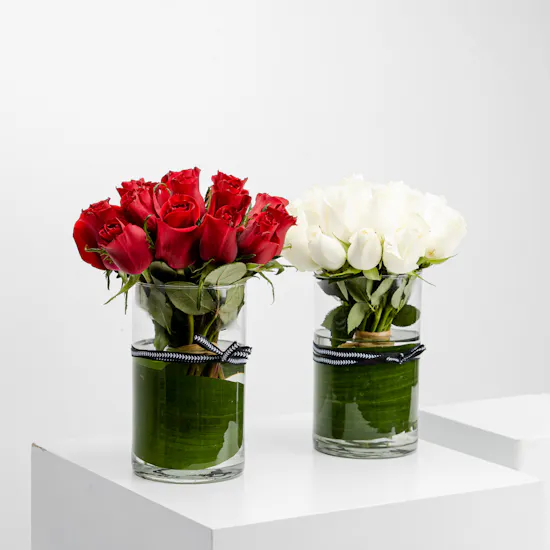 White & Red Roses Vases