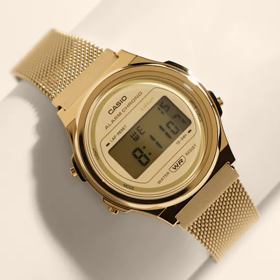 Casio Gold-Tone Vintage Unisex Round Digital Watch
