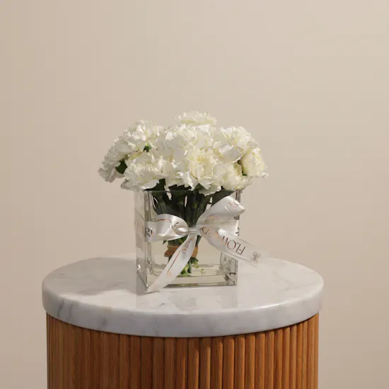 Pure Carnation Flowers Vase