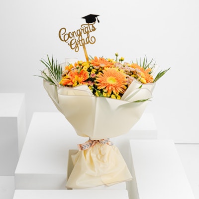 Graduation Bouquet | Orange Gerbera