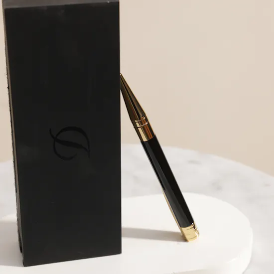 S.T.Dupont D-initial Black And Gold Ballpoint Pen