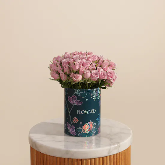 Shiny Purple Baby Rose Box | 25 Flowers