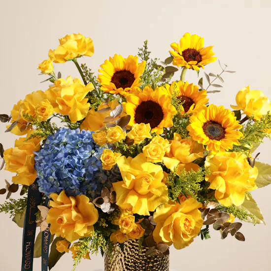 Golden Sunburst Flower Vase