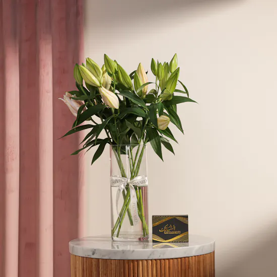 Dar Al Sabaek ¼ Gold Lera | Pink Grace Lily Vase
