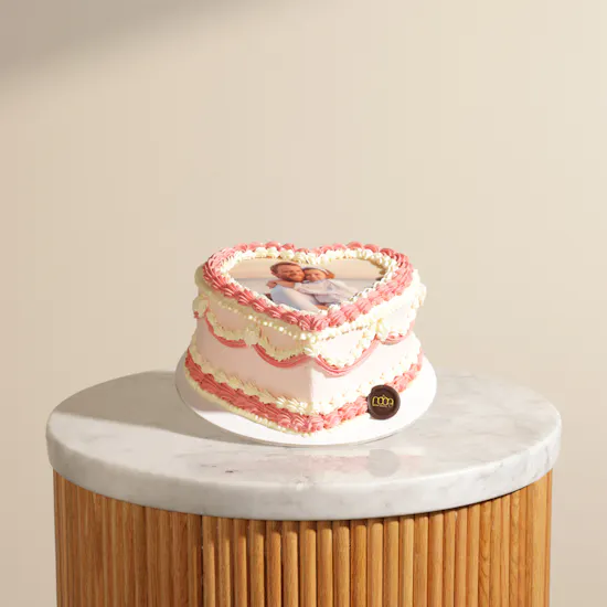 Noon Sweets Personalized Photo Pink Heart Cake