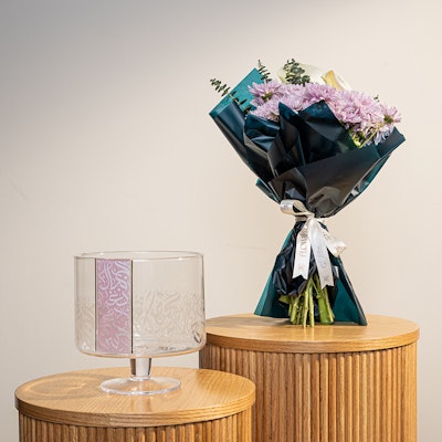 Dimlaj Nagham Footed Glass Bowl | Enchanting Flowers