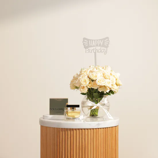 Dolce and Gabbana The One EDP for Women | Happy Birthday Rose Vase