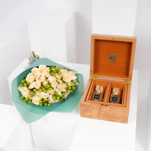Saad Bashmakh Musk Box | Peach Baby Roses Saad Bashmakh Musk Box | Peach Baby Roses