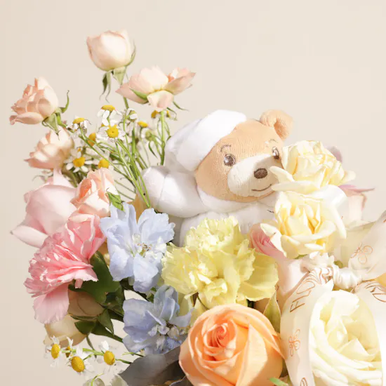 Creolate Baby Girl Pink Praline Tower | Dreamy Pastel Flowers
