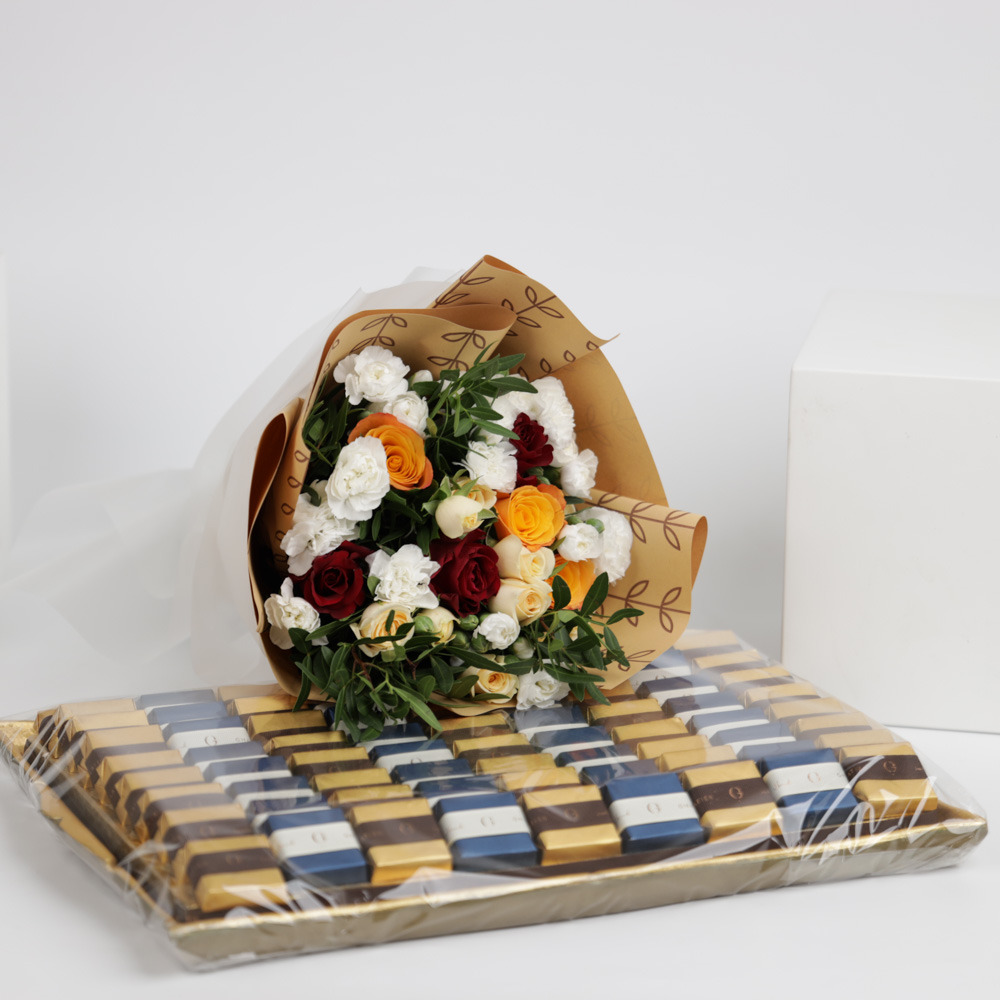 صينية شوكولاتة فلورنتين من غزل شوكليتير | باقة زهور متنوعة