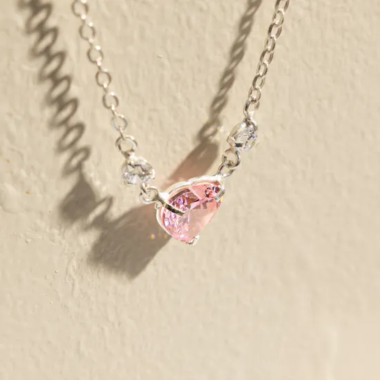 Hrh Pink Heart Gold Plated Necklace