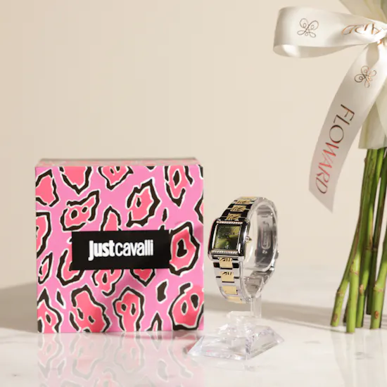 Just Cavalli Silver and Gold Women’s Watch | Graceful Flowers